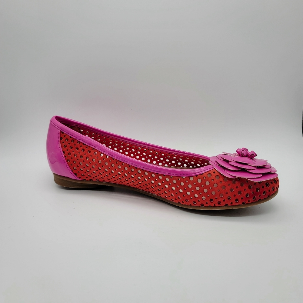 Anne Klein Sport AK Flex Pink Perforated Rosette Ballet Flats - Picture 7 of 14
